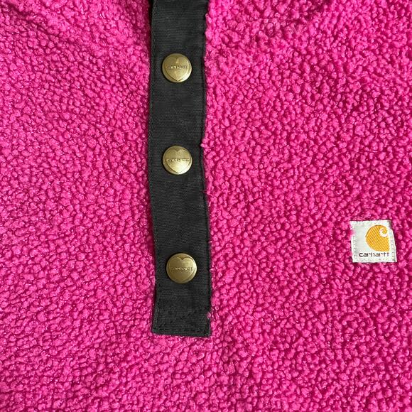 Carhartt Girls Pink Quarter Snap Pullover Hooded Sweatshirt XL 14 - Picture 5 of 13